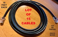 LOT OF 15 IDN PRINTER CABLE - RJ45 male 8-pin to RJ12 male 6-pin 10' Oracle POS
