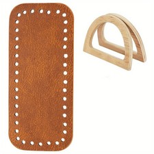 2pcs Wood D Shaped Handles Replacement 1pc PU Leather het bag