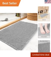 Ultra Soft Waffle Bath Mat - 24" x 36" Non-Slip, Machine Washable, Light Grey