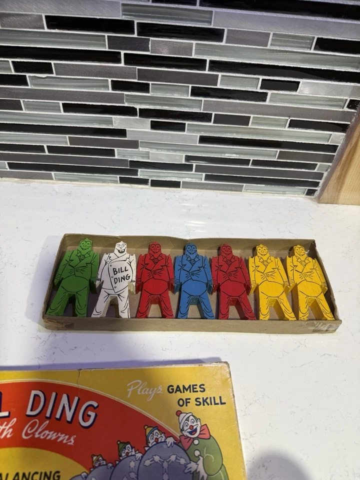 Bill Dings 复古木制可堆叠小丑。 形状良好带盒 — 第 2/3 张图片