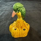 Vintage Brush McCoy Pottery Kingfisher Flower Frog Holder Figurine Hand Painted