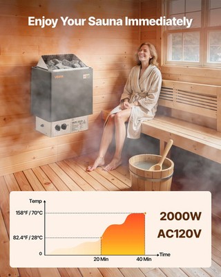 Sauna Heater, 2KW AC 120V Electric Sauna Stove, Dry Steam Bath Saunas Stove wit