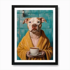 Pitbull Spa Day 3 Art Print Framed Wall Art Poster Canvas Print Picture