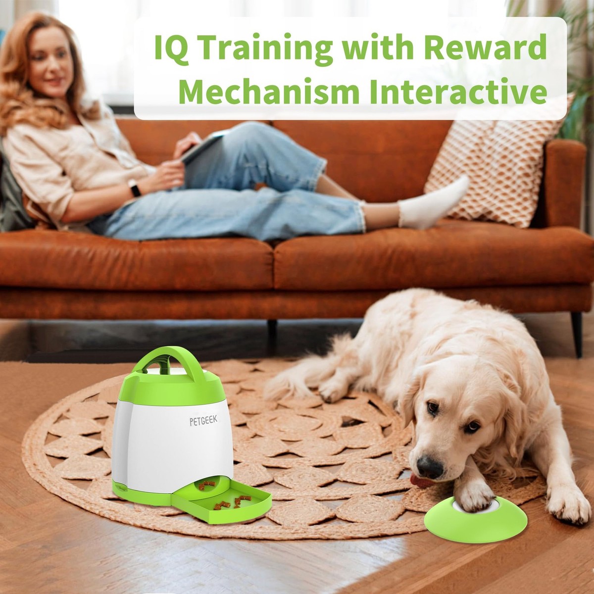 PETGEEK Automatic Dog Treat Dispenser with Button - Puzzle Memory