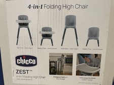 Chicco Folding High Chair Zest 4-in-1 Multi-Use - Grey NEW 