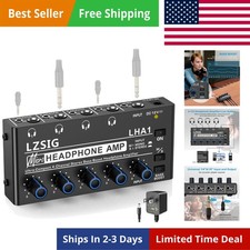 Headphone Amplifier 4 Channel, Metal Stereo Audio Amplifier with Bass Boost, ...