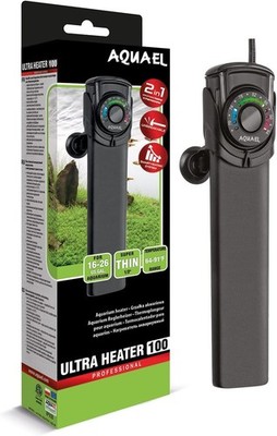 Aquael Ultra Aquarium Heater - for Fresh- and Saltwater, 100 W/16-26Gal, NEW