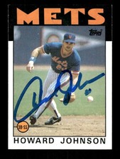 1986 Topps #751 Howard Johnson signed auto autograph crisp blue sharpie BXCP63