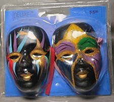 Vintage Pair Of Deluxe Products Mardi Gras 4" Masks NIP