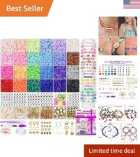 6000 Clay Beads Bracelet Making Kit, 24 Colors Flat Preppy Beads for Friendsh...