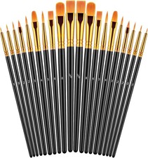 Paint Brushes Set, 20 Pcs for Acrylic 7.7 inches, Black