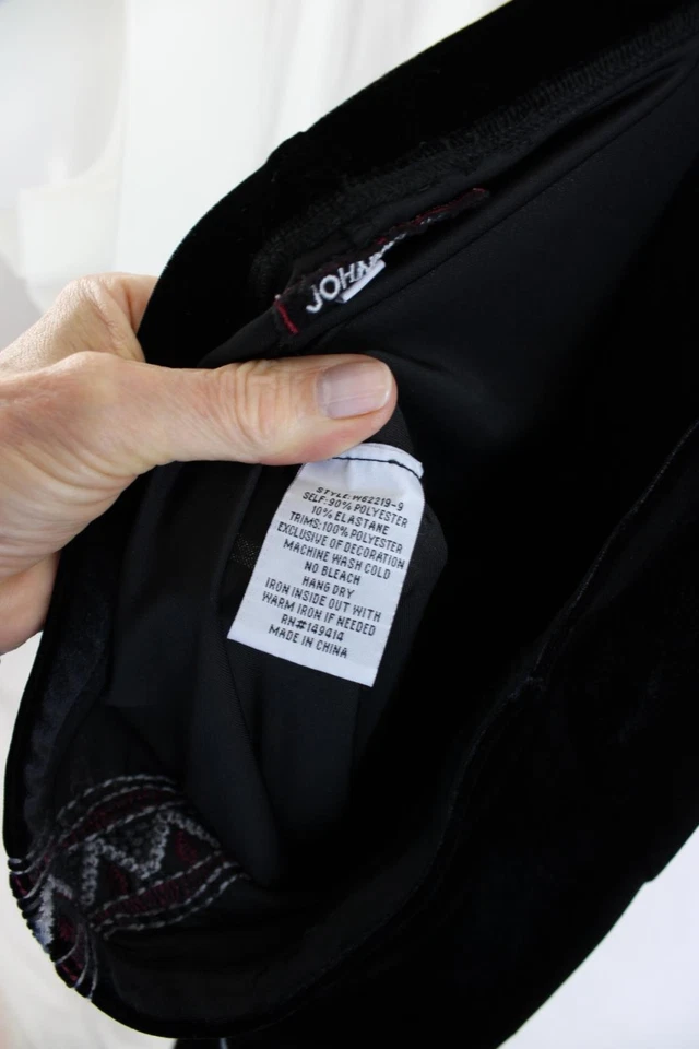 Johnny Was Workshop 黑色灰色栗色刺绣印花天鹅绒打底裤 M — 第 4/4 张图片