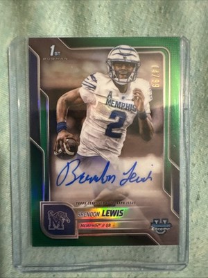2025 bowman university chrome football Brendon Lewis Green Auto /99