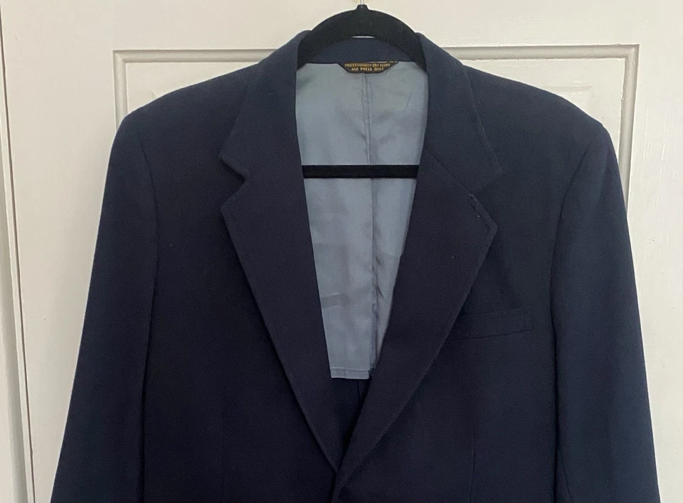 Chaqueta Blazer Abrigo Deportivo De Colección Hecha en EE. UU. 44R Azul Marino Hopsack Botón Dorado para Hombres Foto 2 de 4