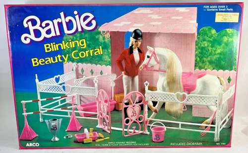 Vintage Barbie Bow BLINKING BEAUTY CORRAL horse furniture horse 7791 NEW