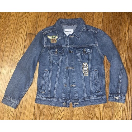 OLD NAVY DENIM JACKET YOUTH MEDIUM JEAN Star Wars Ben Three Wildflower Designs - Picture 2 of 9
