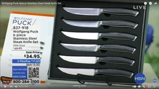 Wolfgang Puck 6 Piece Stainless Steel Steak Knife Set-Black-NEW IN BOX