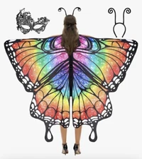 Spooktacular Creations Rainbow Butterfly Wings Eyemask Headpiece Adult Costume