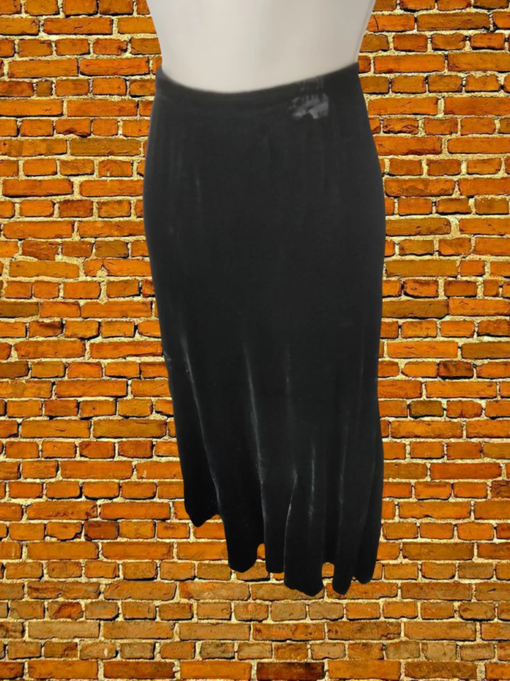 NICOLE FARHI BLACK SKIRT SIZE UK 12 SILK RAYON WOMENS LONG MAXI VELVET STYLE ZIP - Image 2 of 4