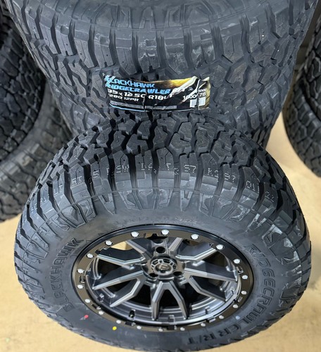 4) 18x9 Fuel Rebel D680 Gray Wheels 33" RT AT Tires 5x5.5 Dodge Ram 1500 Classic - Picture 4 of 6