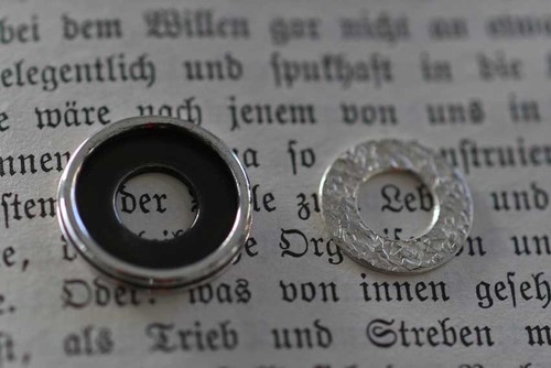 2 Scheiben aus massiv Silber / teiloxidiert -  Aufsatz für Charlotte 21 und RD - Bild 1 von 4