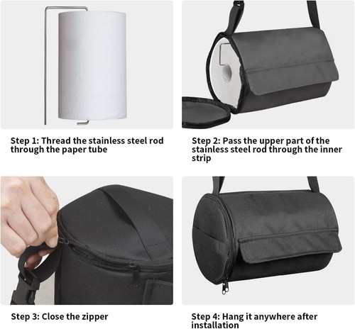 Portable Waterproof Toilet Paper Holder & Protector for Travel (Black) - Picture 4 of 7