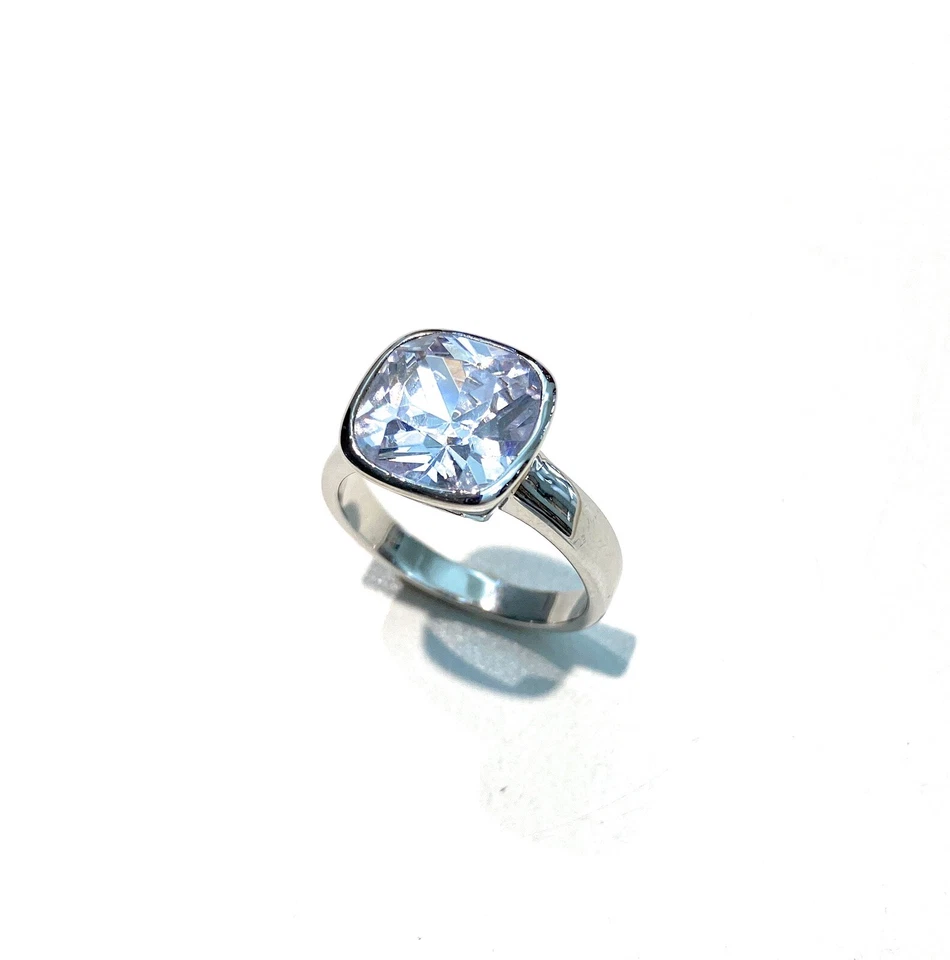 Anello solitario zircone taglio princess argento 925 rodio bianco - Immagine 2 di 2