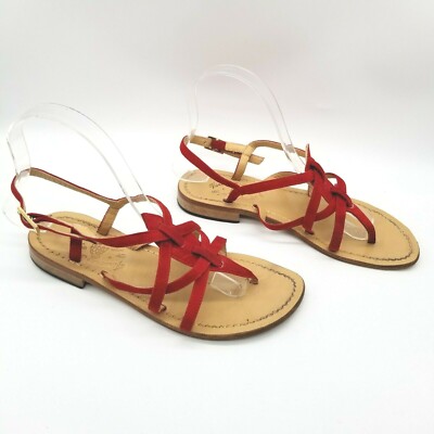 red flat strappy sandals