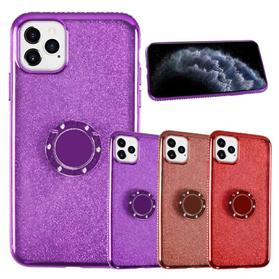 For iPhone 12 Mini 12 12 Pro Max Case Girly Glitter Bling Diamond with Ring