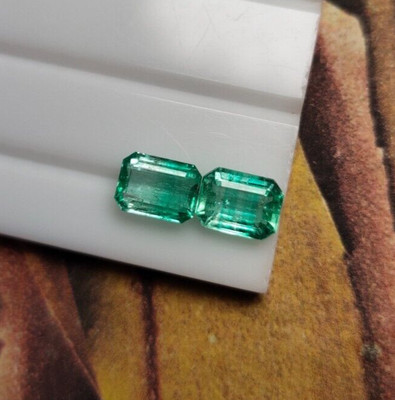 7x5 mm Natural Emerald Octagon Cut Pair 3.17 Ct Super Clean Transparent Emerald