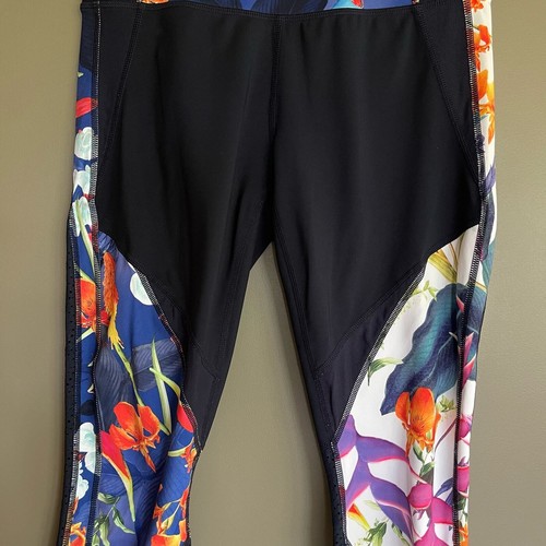 ATHLETA Tropical Precision Leggings Size Small Navy Blue Floral Mesh Panels Gym - Picture 6 of 23