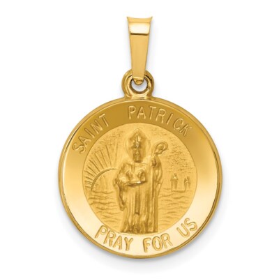 14K Gelbgold poliert & satiniert St. Patrick Medaille Anhänger XR1372