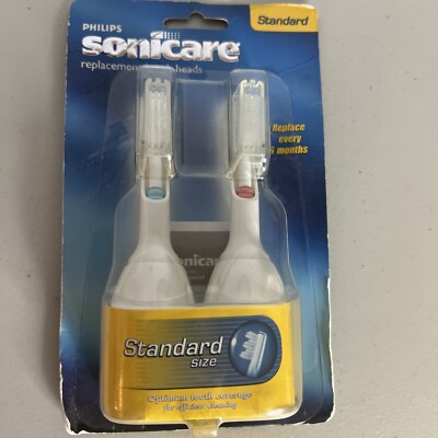 2001 Philips Sonicare Standard Size Replacement Brush Heads 2 Pack 4000 USA Made