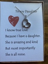 Crystal and Silver Plated Love Heart Necklace w/ love poem for your daughter.