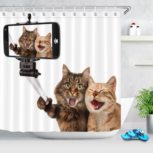 Cute Funny Cats Taking Selfie Photography Shower Curtain Set Bathroom Decor 72 Cute Funny Cats Taking Selfie Photography Shower Curtain Set Bathroom Decor 72