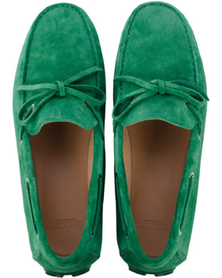 Size 7D / 8EEE Bally Men Dramer Suede Driver Shoes 259 Green