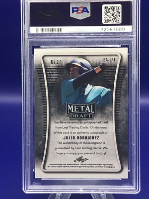 Julio Rodriguez 2020 Leaf Metal Draft Blue Wave RC AUTO /20 PSA 9