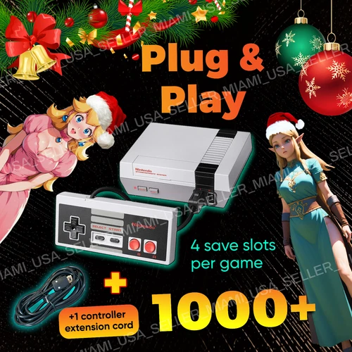 Nintendo NES Mini Classic Edition HDMI Console Games 1000 + Free Extension Cord