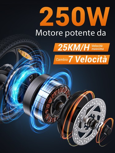 Bicicletta Elettrica 36V 13AH Trekking Bike 20 Pollici Bici Elettrica 7 Velocità - Afbeelding 6 van 11