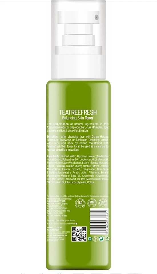 Tónico fresco para piel Oshea Herbals Teatree para mujer para piel sana y brillante-120 ml Foto 2 de 3