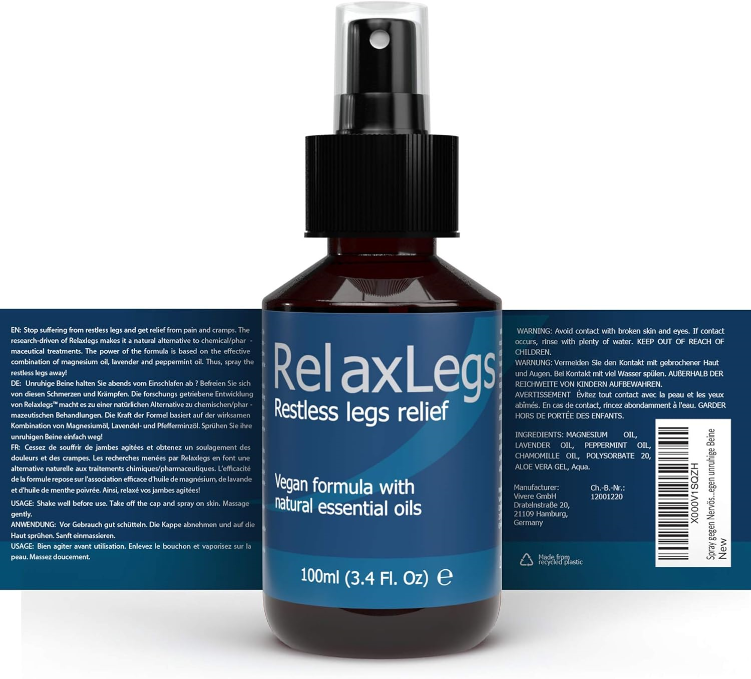 RelaxLegs Restless Legs Relief Ideal Magnesium Spray for Restless
