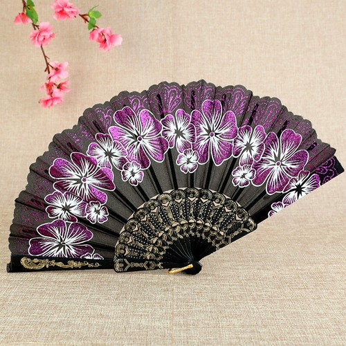 Retro Hand Held Folding Fan Silk Cloth Fan Dance Fans Wedding Decoration / - Picture 19 of 22