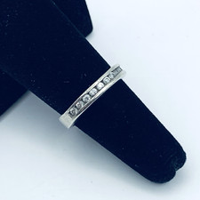 Sterling Silver .925 Band Ring with Clear Rhinestones Size 7