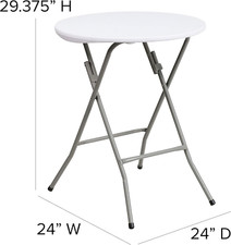 Elon 2' round All-Occasion Plastic Folding Event Table, Foldable Portable Ban...