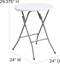 Elon 2' round All-Occasion Plastic Folding Event Table, Foldable Portable Ban...