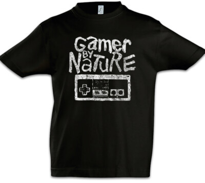 Gamer By Nature Kinder Jungen T-Shirt Fun Nerd Geek Gaming Games Computer