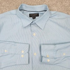 Banana Republic Shirt Men XL 17-17 1/2, 35/36 Blue Non-Iron Slim Fit Long Sleeve