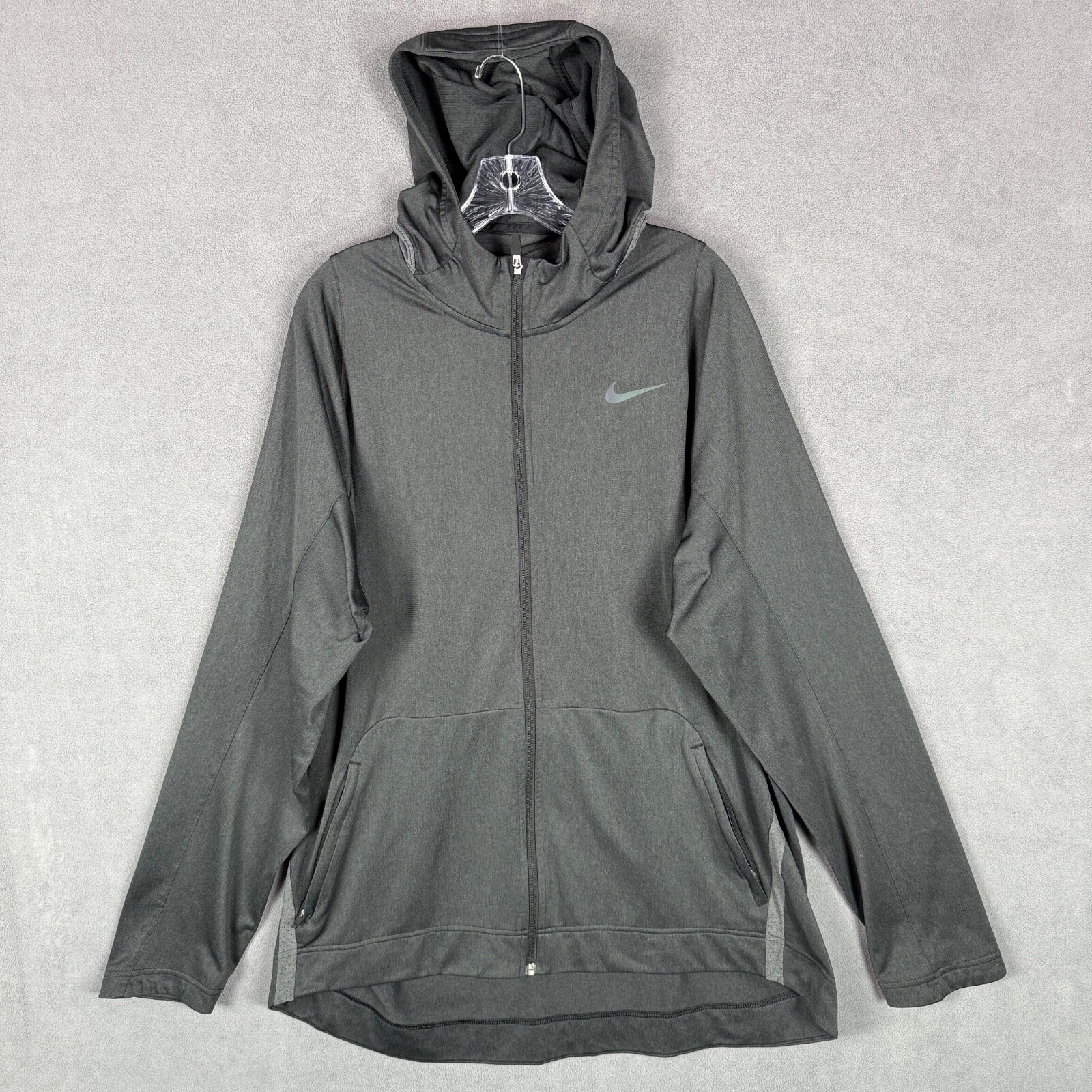 Nike Dri-Fit Jacket Mens 2XL Gray Hyper Elite Hoodie Full-Zip 776091-032