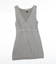 Mango Womens Silver Polyester Blend Tank Dress Size XS V-Neck