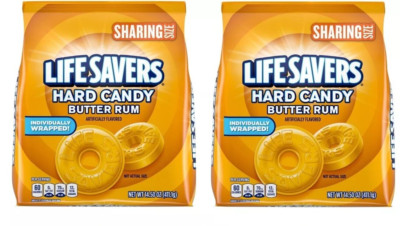 Lifesavers BUTTER RUM Hard Candy - TWO Large SHARE SIZE Bags